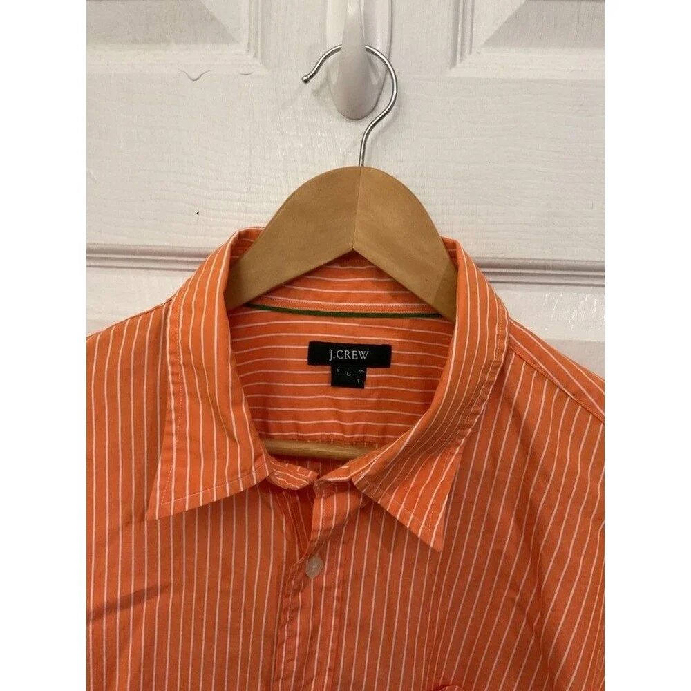 J.Crew Men's Orange Striped Button-Up Shirt